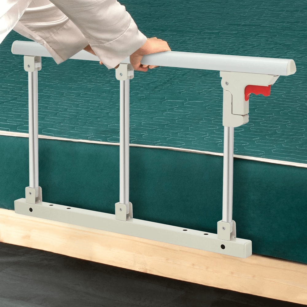 Foldable Bed Safety Rail With Support Handle For Seniors And Bedside Stability 2
