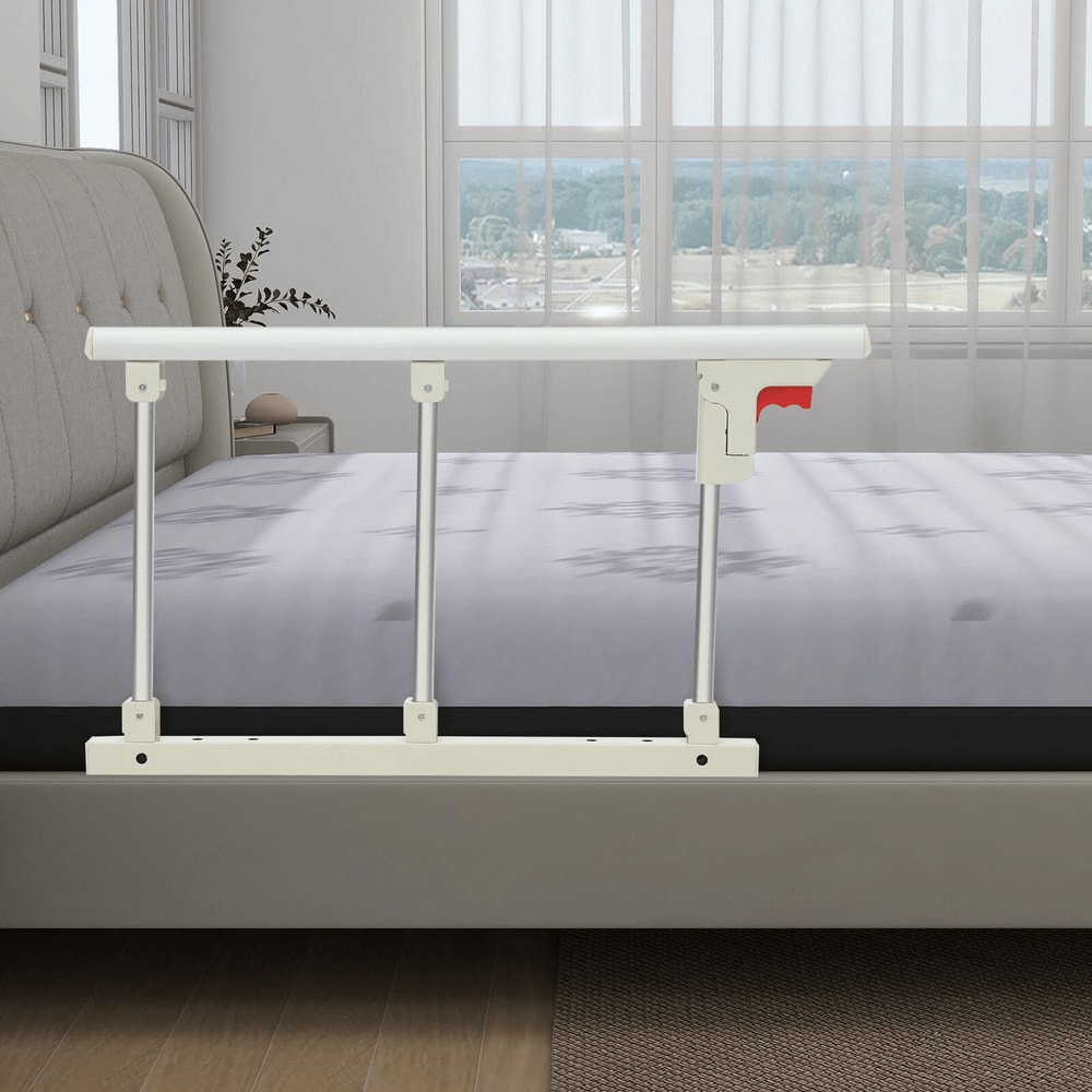 Foldable Bed Safety Rail With Support Handle For Seniors And Bedside Stability 6