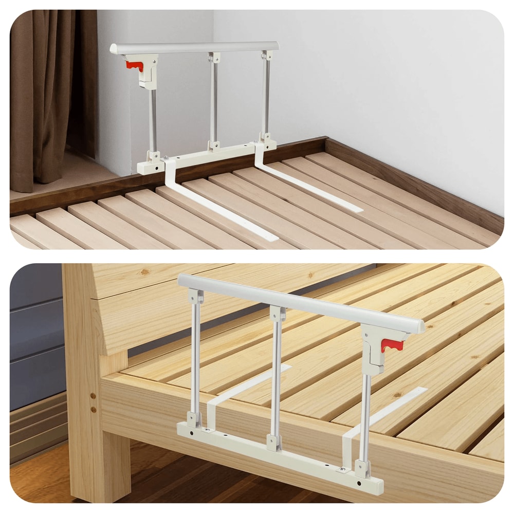 Foldable Bed Safety Rail With Support Handle For Seniors And Bedside Stability 7