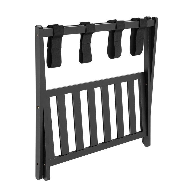 Foldable Wooden Luggage Rack With Shoe Shelf Suitcase Stand For Bedroom Hotel And Guest Rooms 6