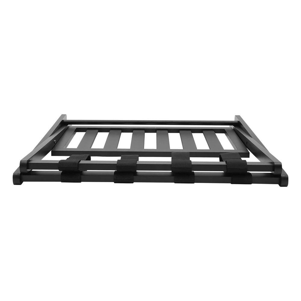 Foldable Wooden Luggage Rack With Shoe Shelf Suitcase Stand For Bedroom Hotel And Guest Rooms 8