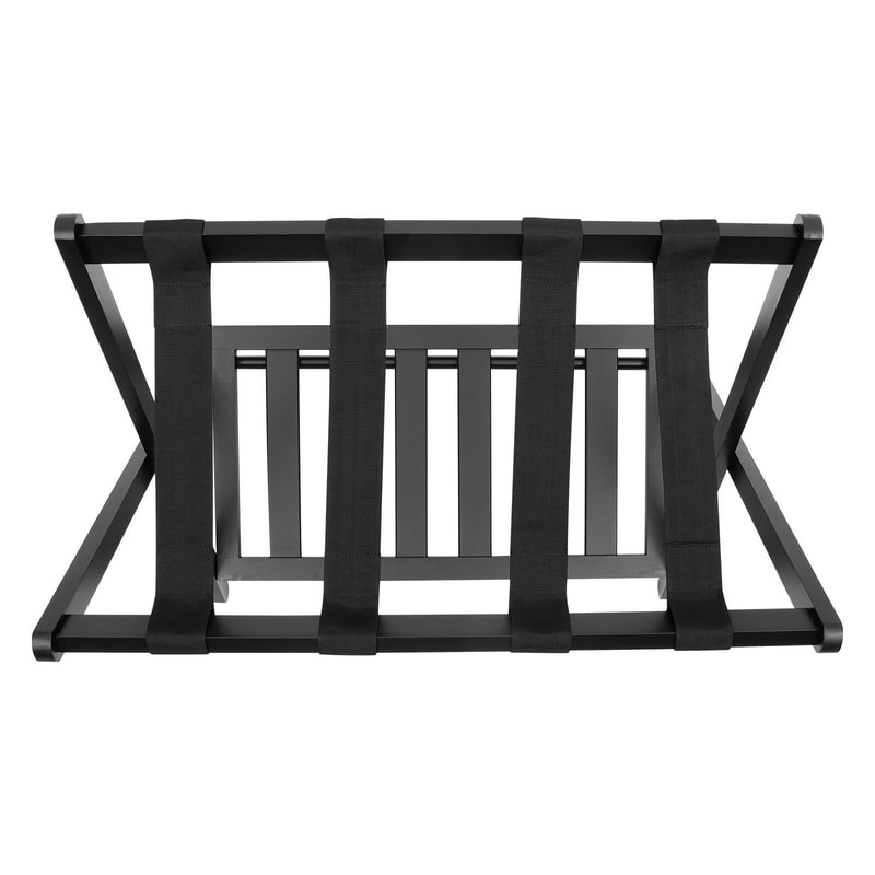 Foldable Wooden Luggage Rack With Shoe Shelf Suitcase Stand For Bedroom Hotel And Guest Rooms 4