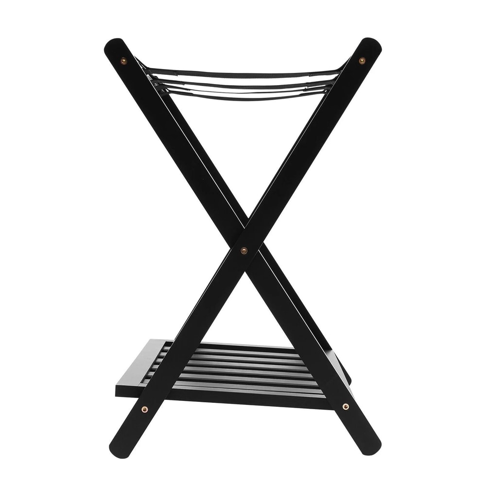 Foldable Wooden Luggage Rack With Shoe Shelf Suitcase Stand For Bedroom Hotel And Guest Rooms 9