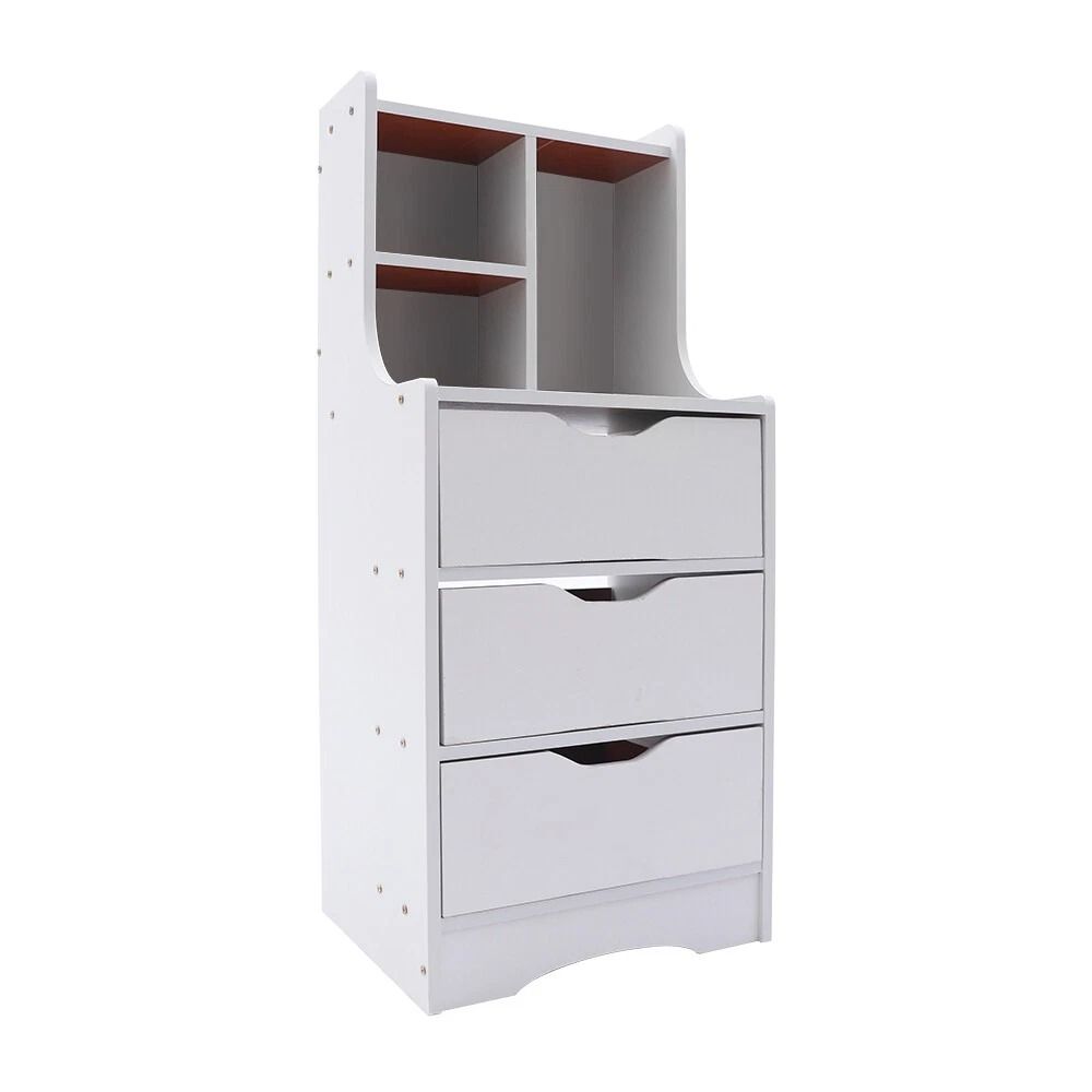 Tall White Nightstand With Drawers For Bedroom Storage 5
