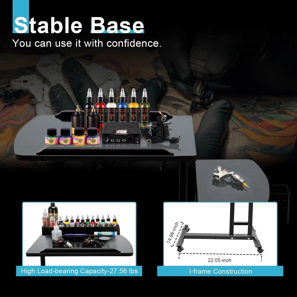 Portable Tattoo Work Station With Adjustable Arm Rest Mobile Desk 12