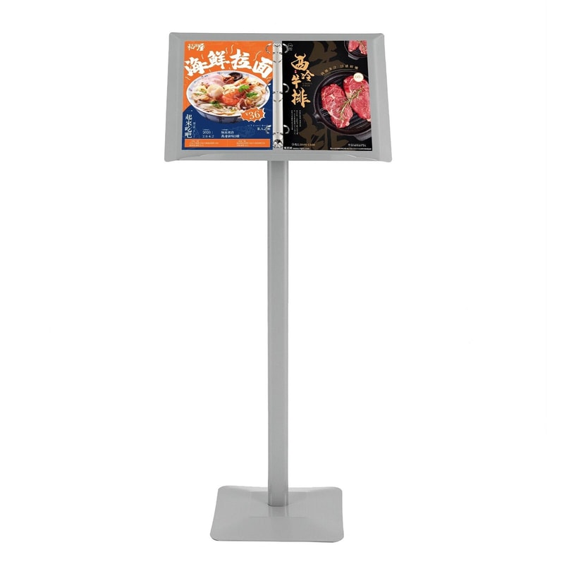 Professional Floor Menu Display Stand With Page Flip Binder Rack 9