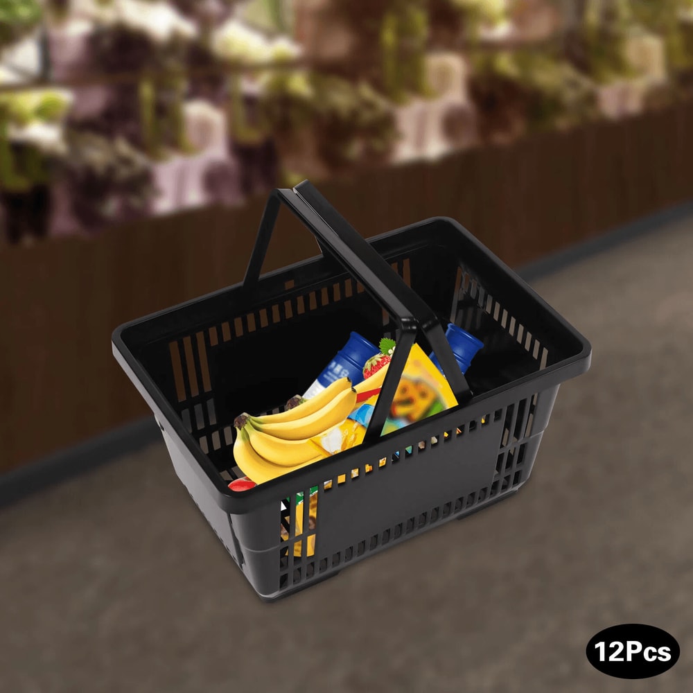 Durable Plastic Shopping Baskets With Handles Retail Grocery Store Market Baskets 1