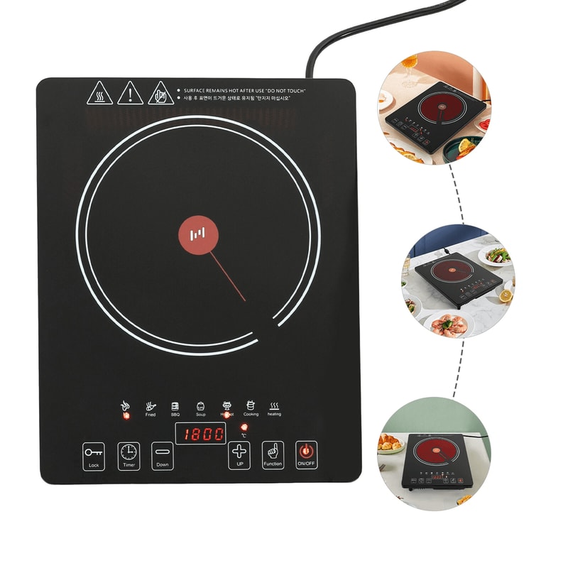 Premium Countertop Electric Cooktop Burner With LED Touch Control Single Stove 15