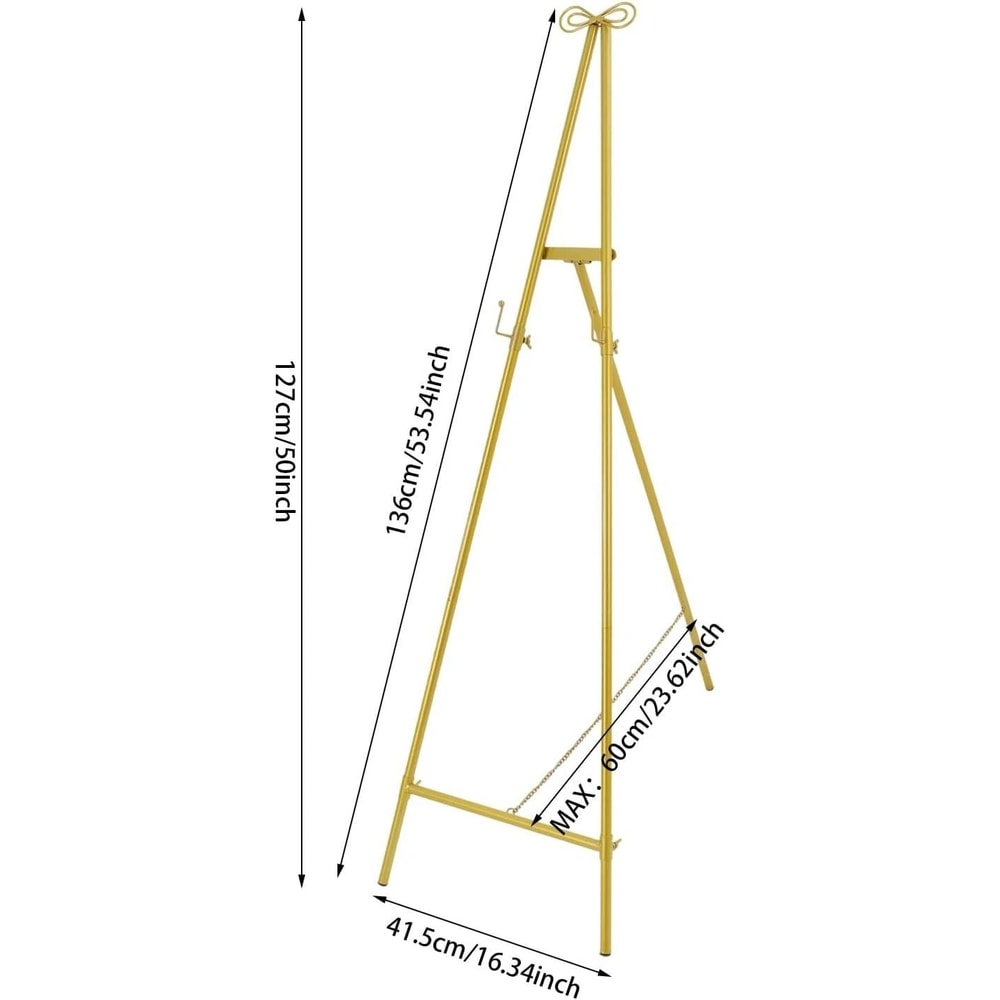 Gold Large Adjustable Floor Standing Easel For Wedding Display Metal Stand 8
