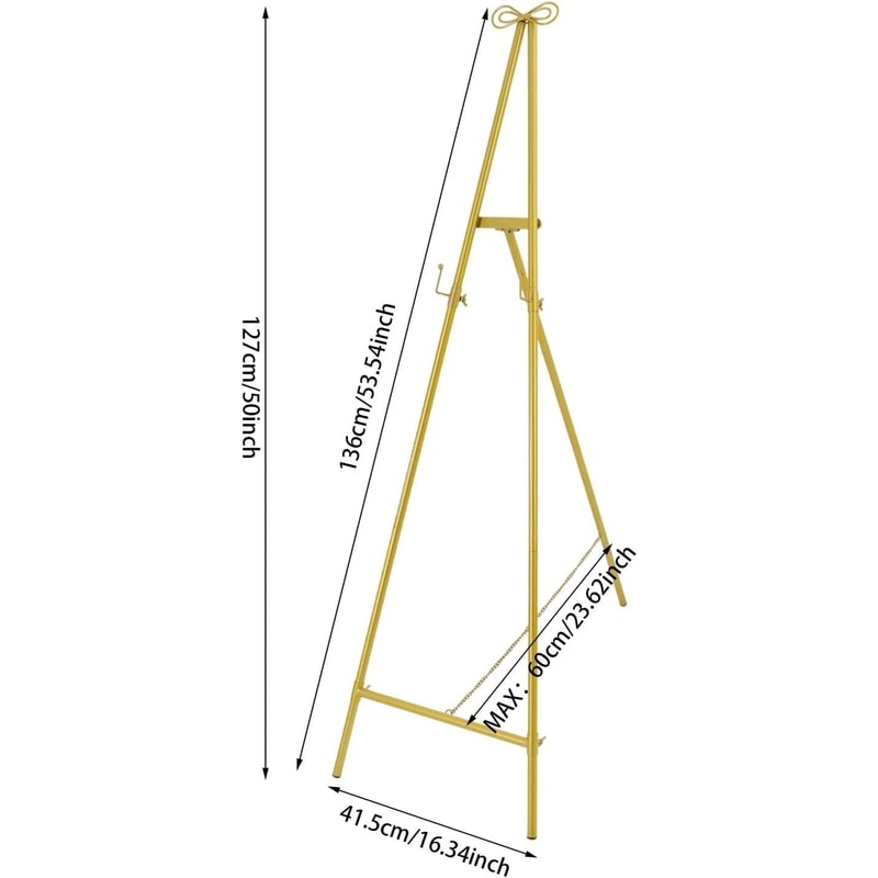 Gold Large Adjustable Floor Standing Easel For Wedding Display Metal Stand 8