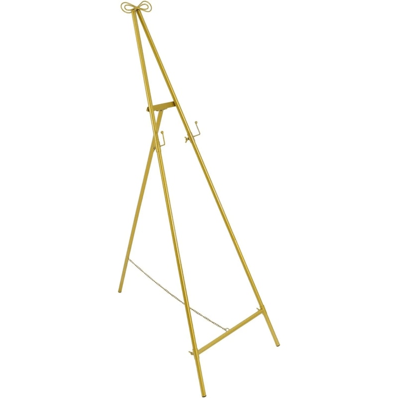 Gold Large Adjustable Floor Standing Easel For Wedding Display Metal Stand 7