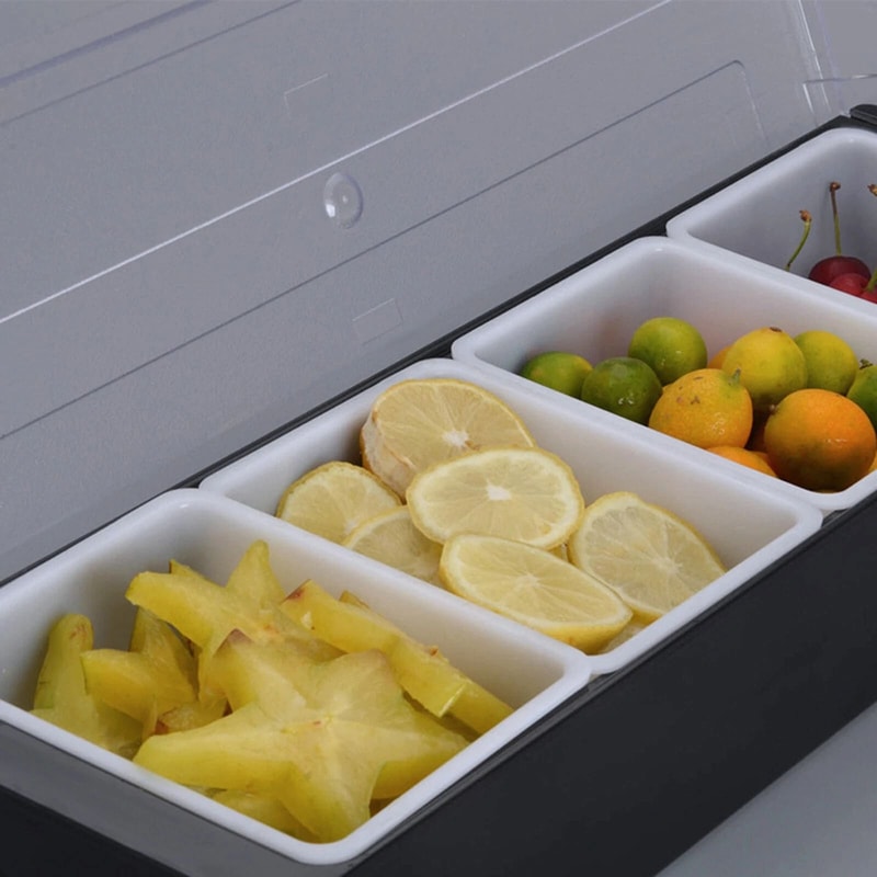 Ice Chilled Compartment Condiment Server Caddy Tray For Bar Kitchen 2
