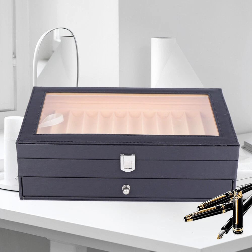 Premium Leather Fountain Pen Display Case Pen Storage Organizer Slot Collector Box 6