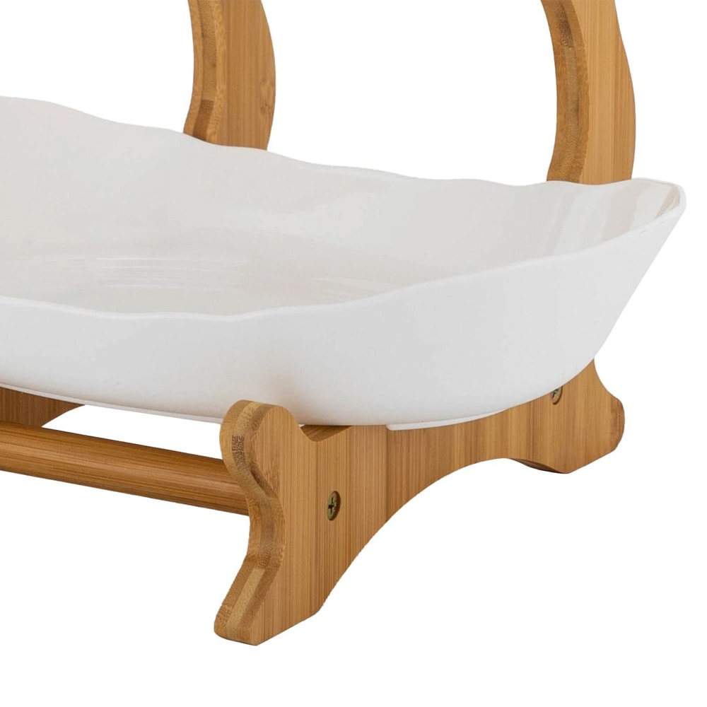 Premium Tier Bamboo Serving Stand Space Saving Fruit Dessert Display 8