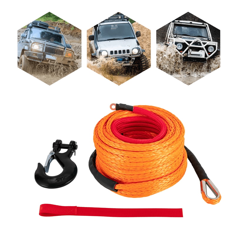 Synthetic Winch Rope With Hook For Truck SUV Off Road Recovery 1