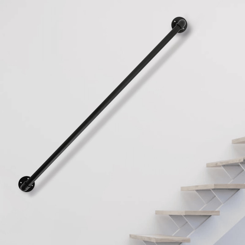 Modern Black Wall Mounted Stair Handrail For Indoor Outdoor Steps 1