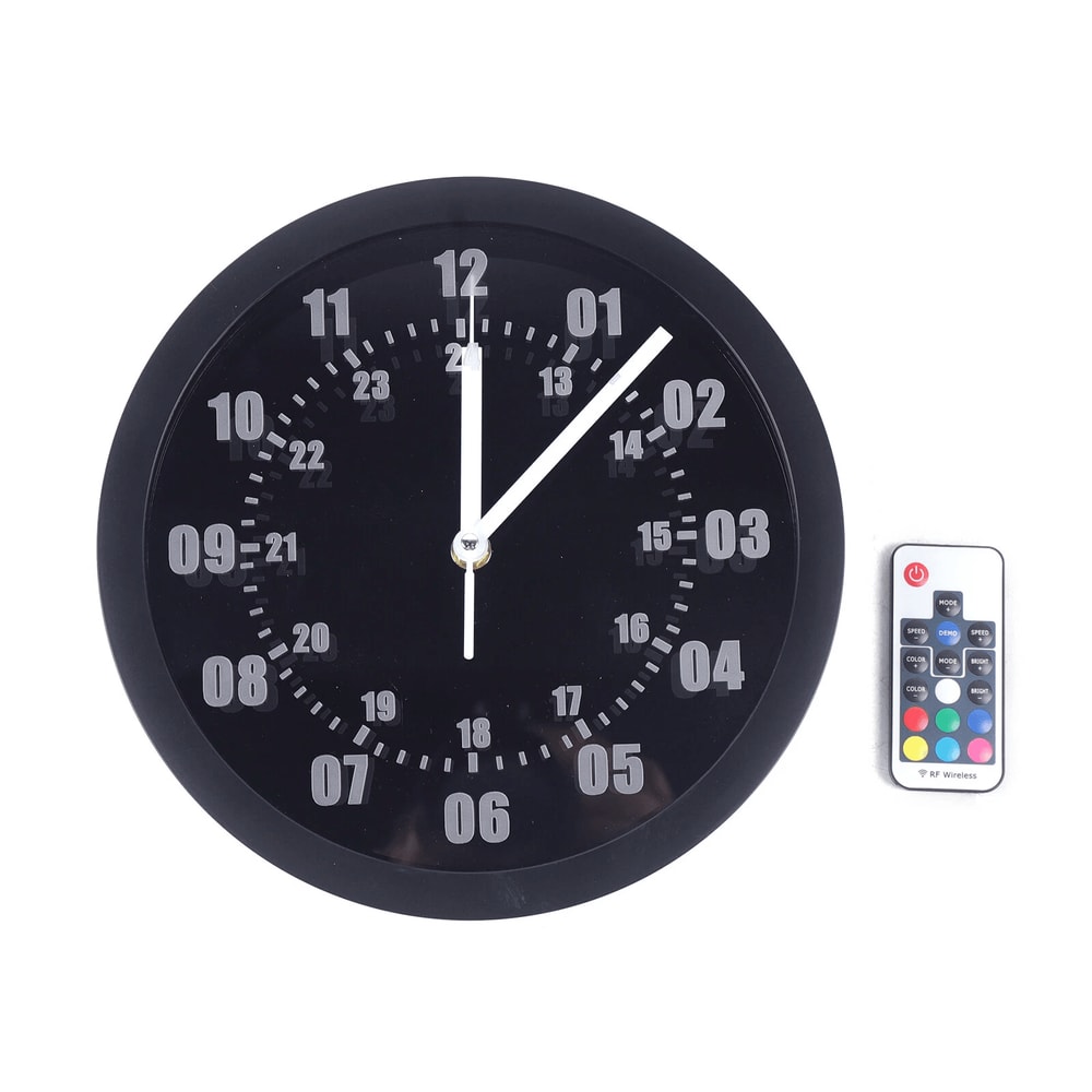 Military Time Wall Clock With Hour Display LED Backlight And Remote Control 2