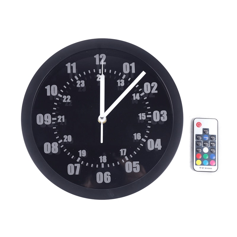Military Time Wall Clock With Hour Display LED Backlight And Remote Control 2