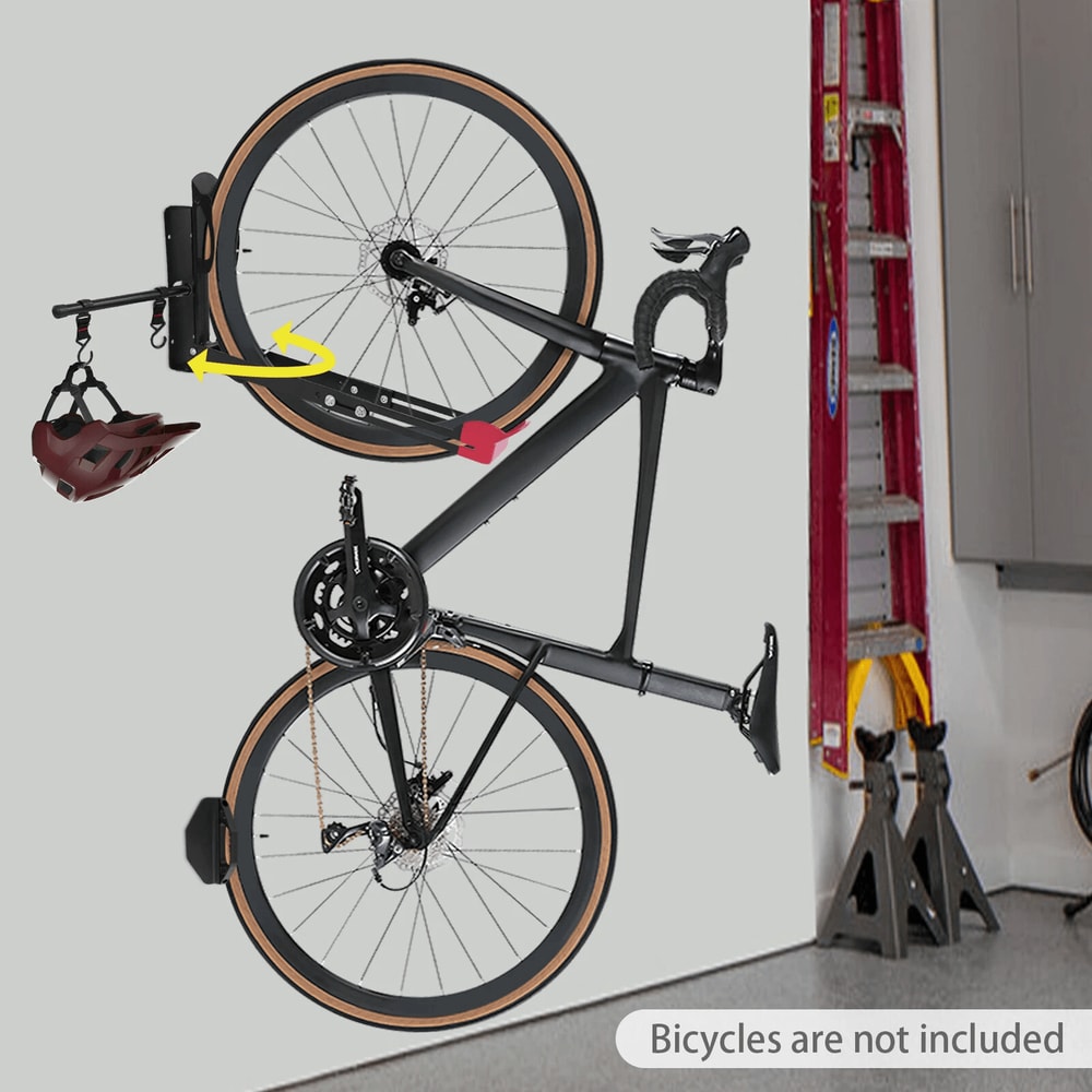 Premium Rotatable Wall Mount Bike Rack With Swivel Bike Hanger For Garage Storage 2