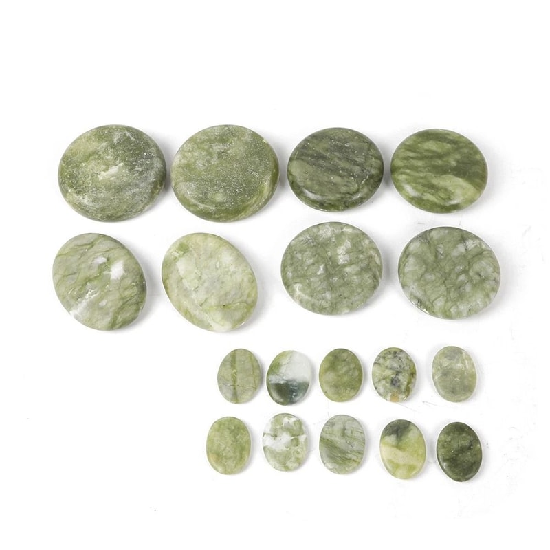 Natural Jade Hot Massage Stones Spa Kit With Heated Warmer 11