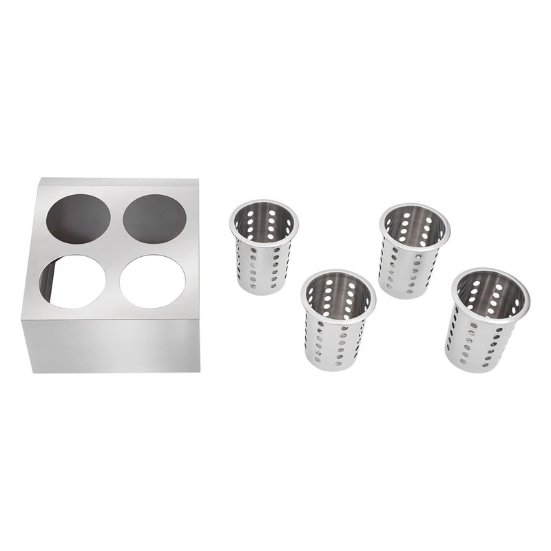 Commercial Stainless Steel Flatware Organizer Cylinder Holder For Kitchen 5