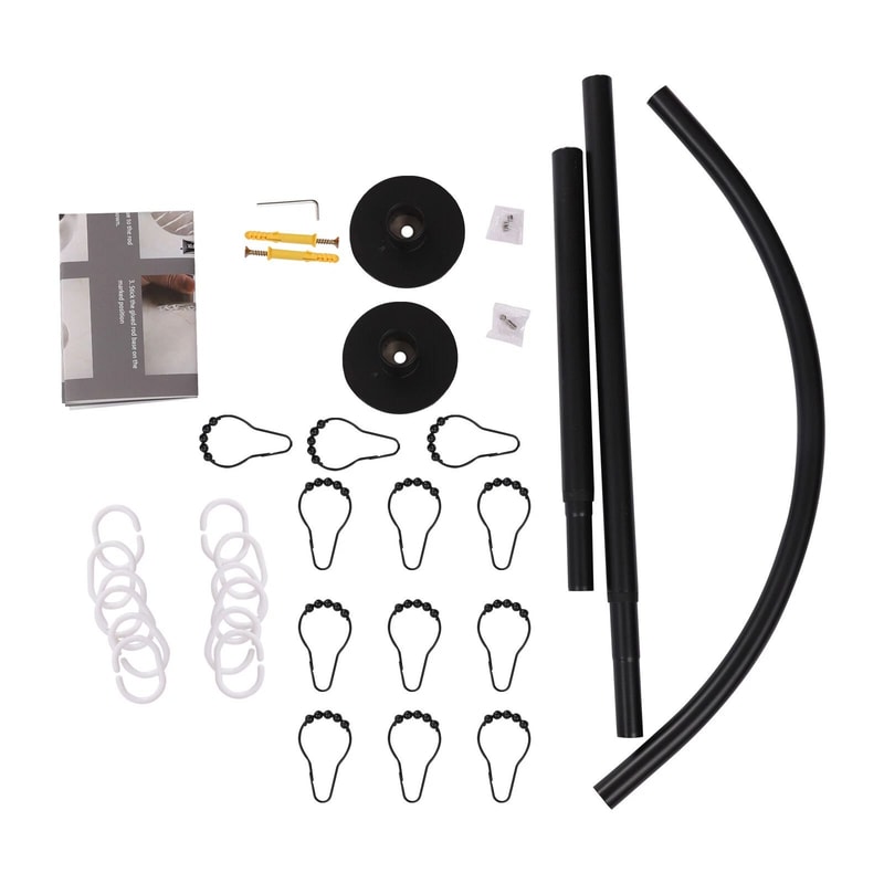 Heavy Duty L Shaped Shower Curtain Rod Telescopic No Drill Corner Shower Curtain Rail 2