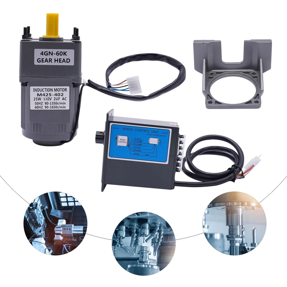 Electric AC Gear Motor With Variable Speed Motor Controller Speed Reduction 3