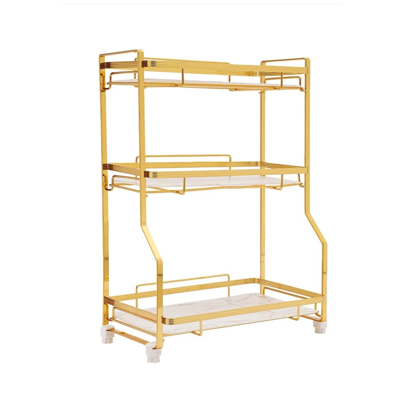 Elegant Tier Gold Vanity Storage Rack Bathroom Countertop Organizer Shelf 7