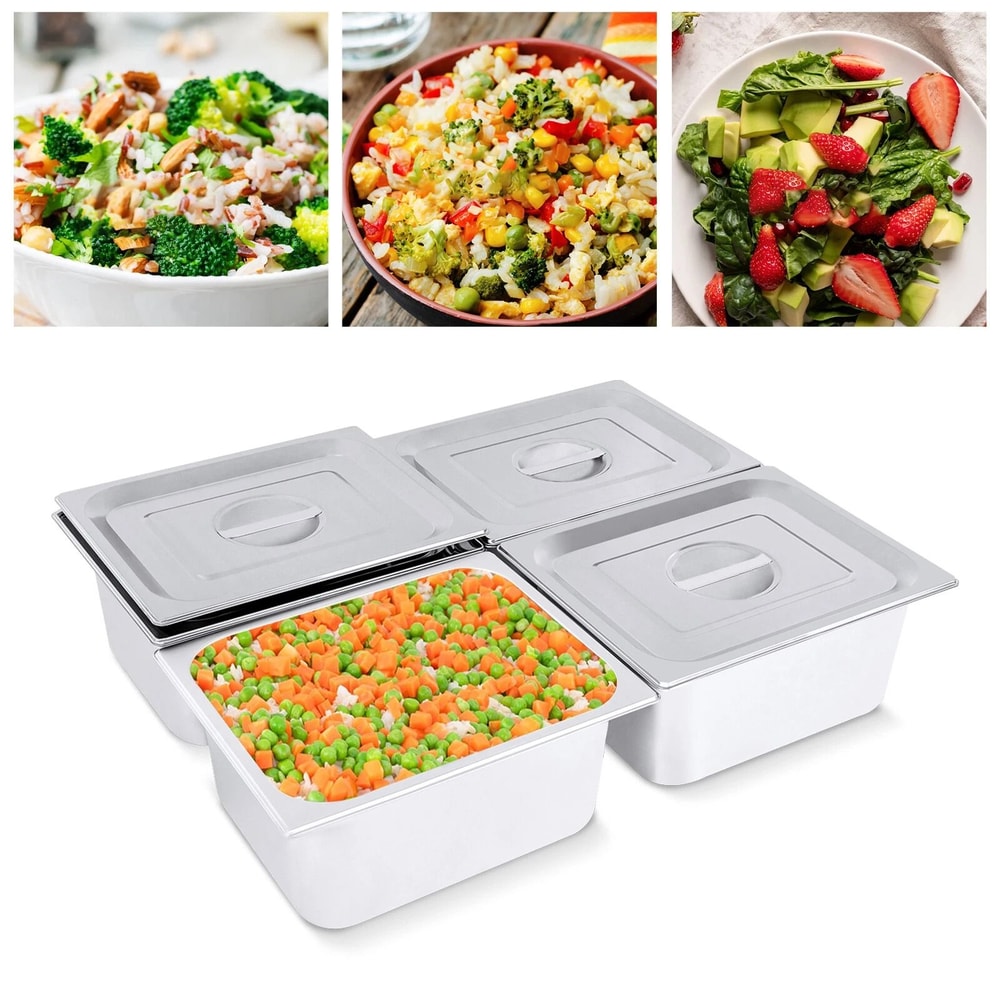 Premium Stainless Steel Half Size Steam Table Pans Deep With Lids 8