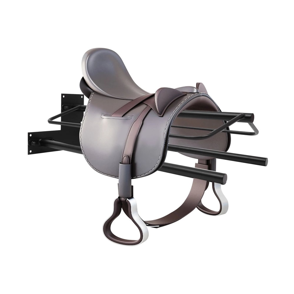 Heavy Duty Wall Mounted Saddle Rack With Double Pad Bars Equestrian Organizer 11