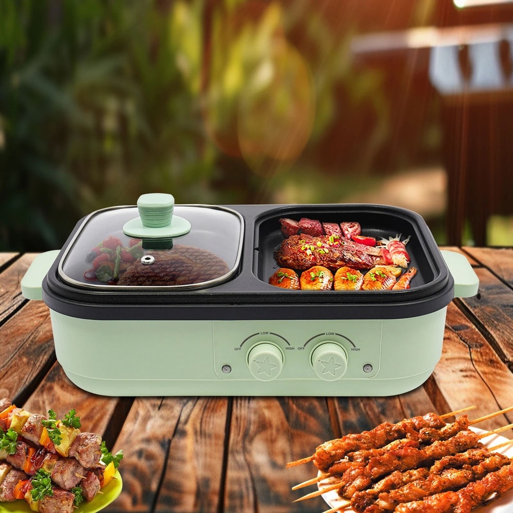 Premium Hot Pot Grill Combo Multi Function Electric Hot Pot Indoor BBQ Hot Pot 16