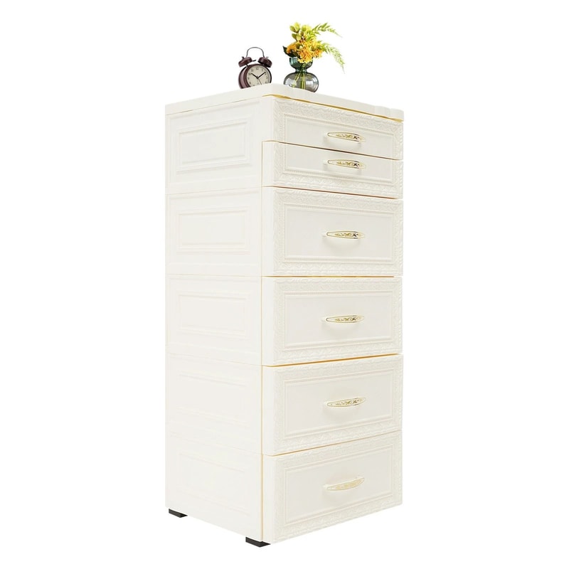 Bathroom Storage Cabinet With Drawers Beige Floor Organizer 12
