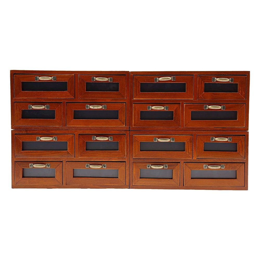 Vintage Wooden Desk Organizer With Drawers And Display Shelf 0