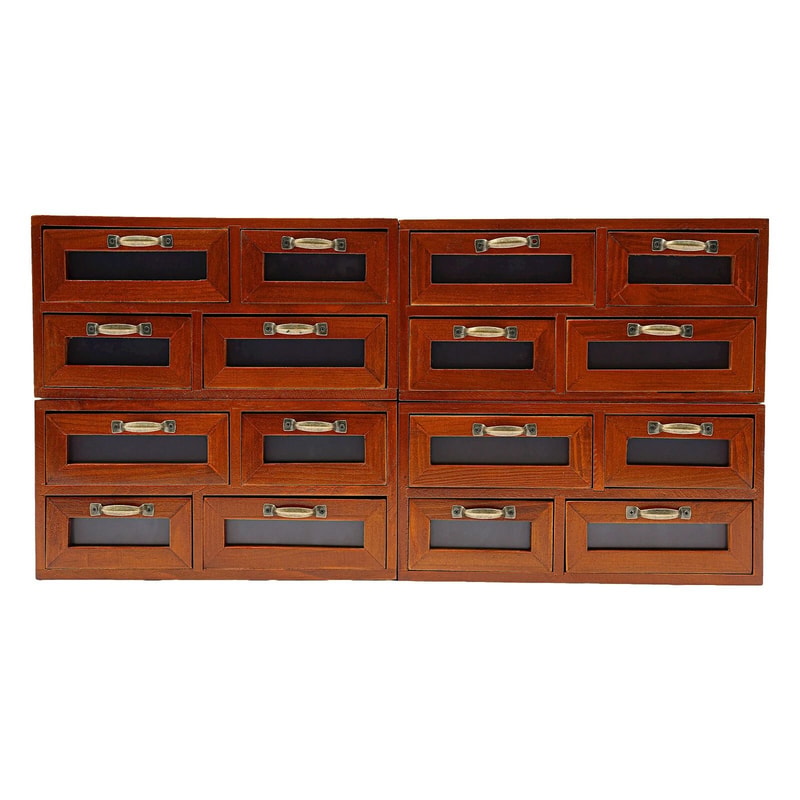 Vintage Wooden Desk Organizer With Drawers And Display Shelf 0