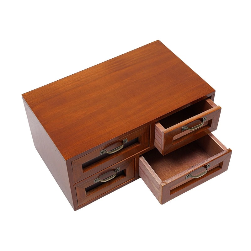 Vintage Wooden Desk Organizer With Drawers And Display Shelf 13