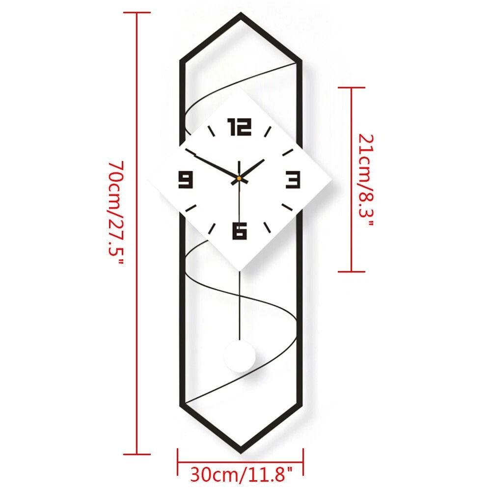 Modern Silent Pendulum Wall Clock With Solid Wood Dial For Living Room Decor 12