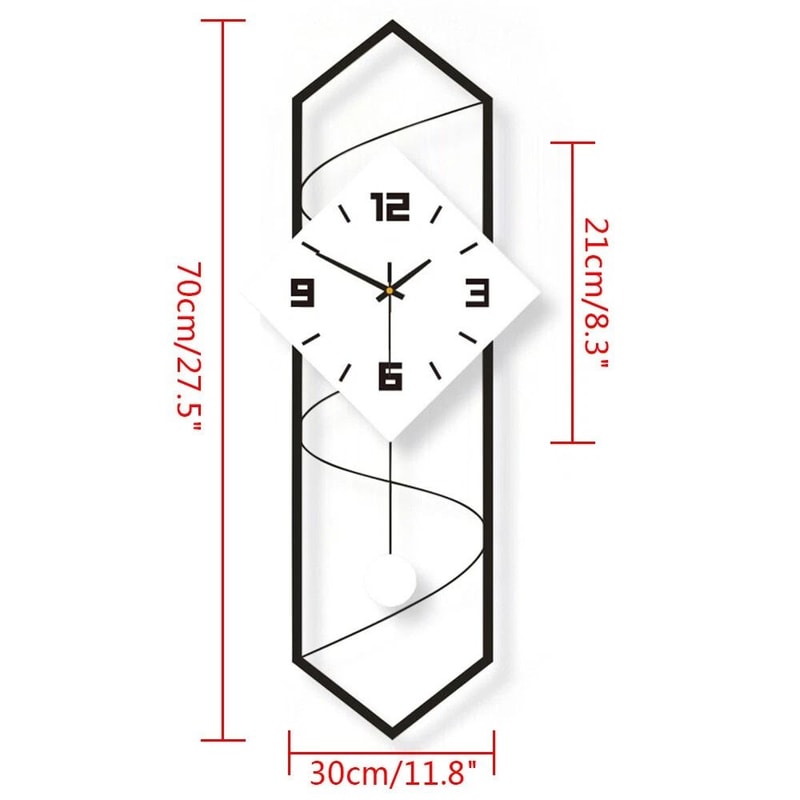 Modern Silent Pendulum Wall Clock With Solid Wood Dial For Living Room Decor 12