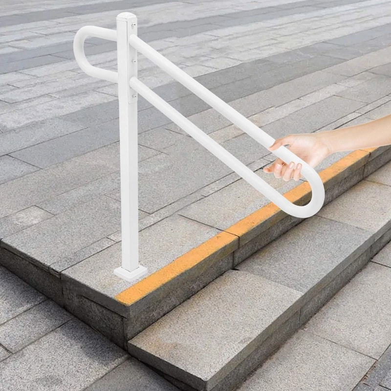 Heavy Duty Outdoor Stair Handrail For White Metal Safety Railing 0