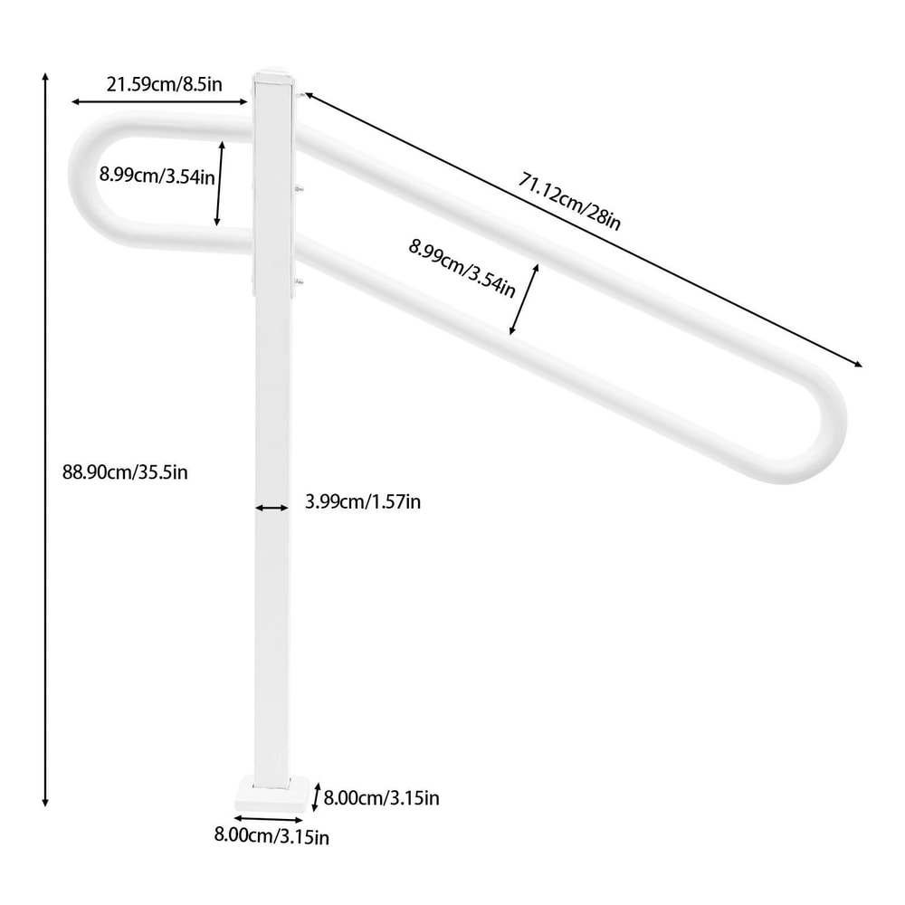 Heavy Duty Outdoor Stair Handrail For White Metal Safety Railing 18