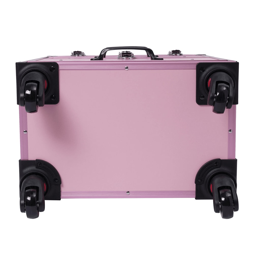 Professional Rolling Makeup Case With Lockable Tiered Salon Cosmetic Organizer 13