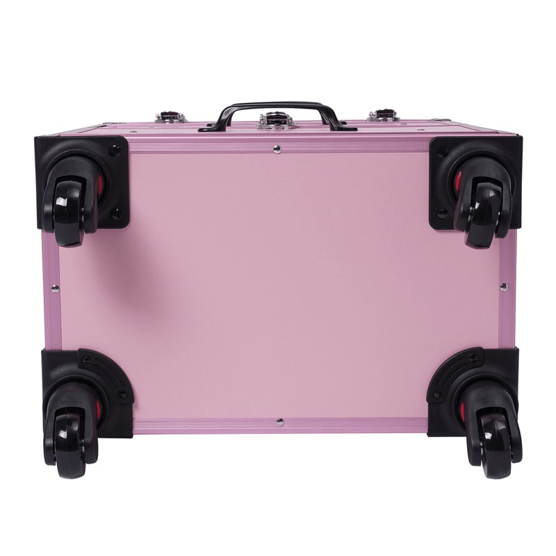 Professional Rolling Makeup Case With Lockable Tiered Salon Cosmetic Organizer 13