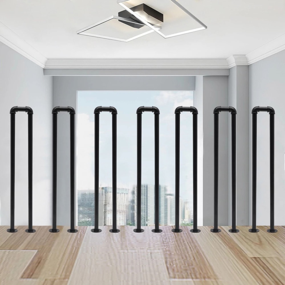 Matte Black U Shaped Stair Handrail Wall Mounted Safety Support Rail 2