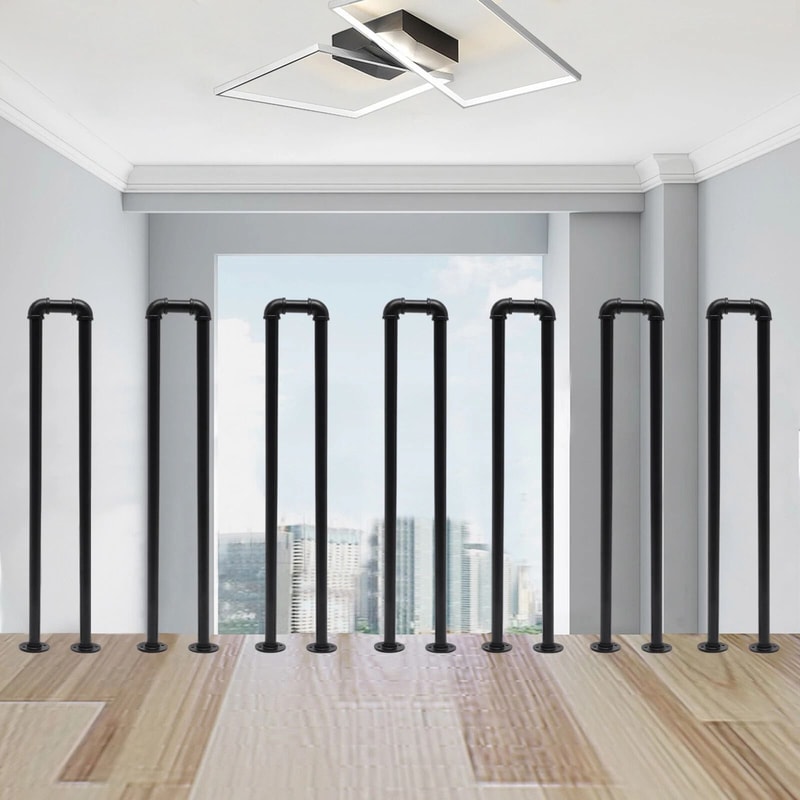 Matte Black U Shaped Stair Handrail Wall Mounted Safety Support Rail 2
