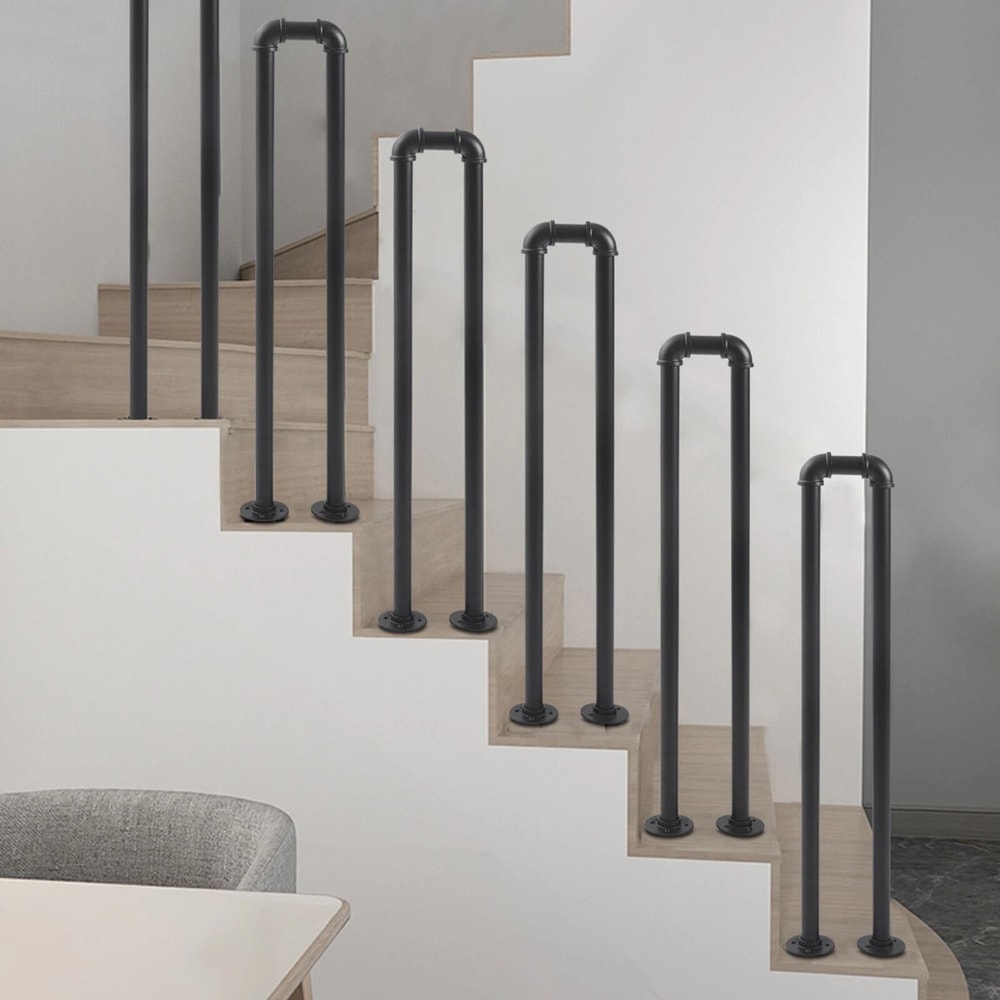 Matte Black U Shaped Stair Handrail Wall Mounted Safety Support Rail 1