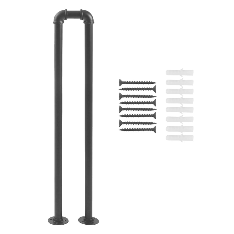 Matte Black U Shaped Stair Handrail Wall Mounted Safety Support Rail 7