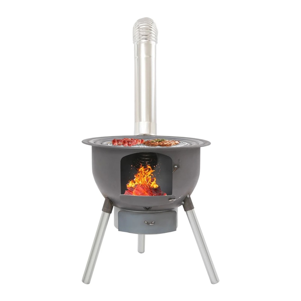 Portable Wood Stove Camping Wood Burning Stove With Chimney Pipe For Outdoor BBQ 8