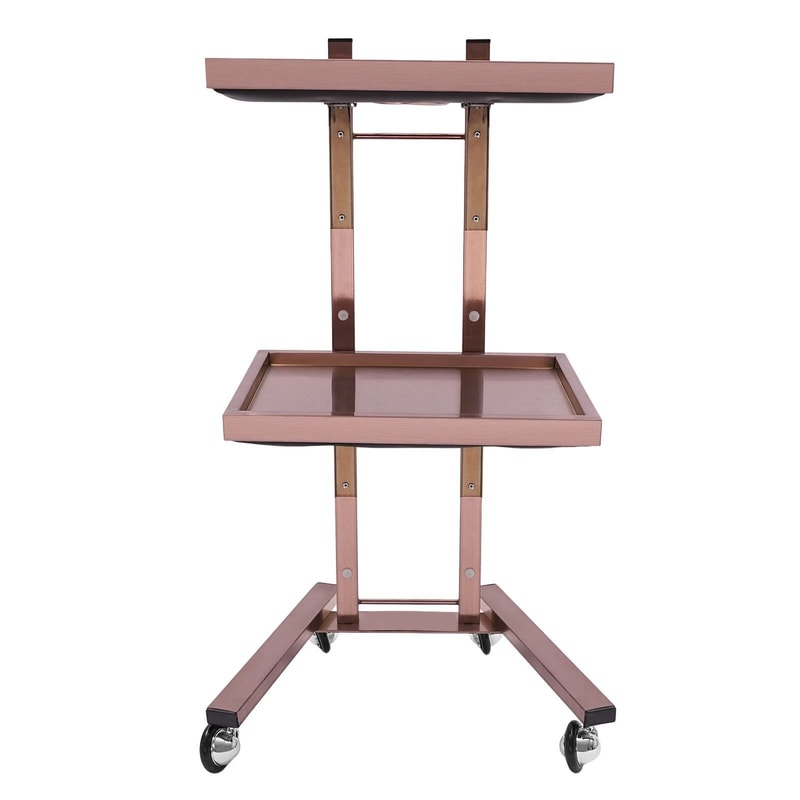 Rose Gold Salon Trolley Cart With Folding Rolling Tray For Barber Shop And Beauty Station 11