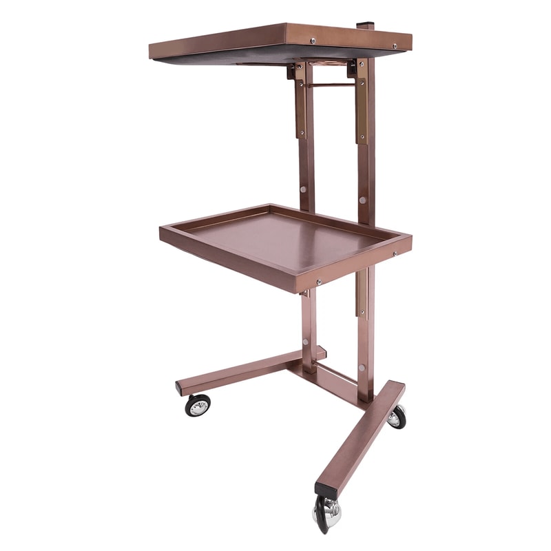 Rose Gold Salon Trolley Cart With Folding Rolling Tray For Barber Shop And Beauty Station 12