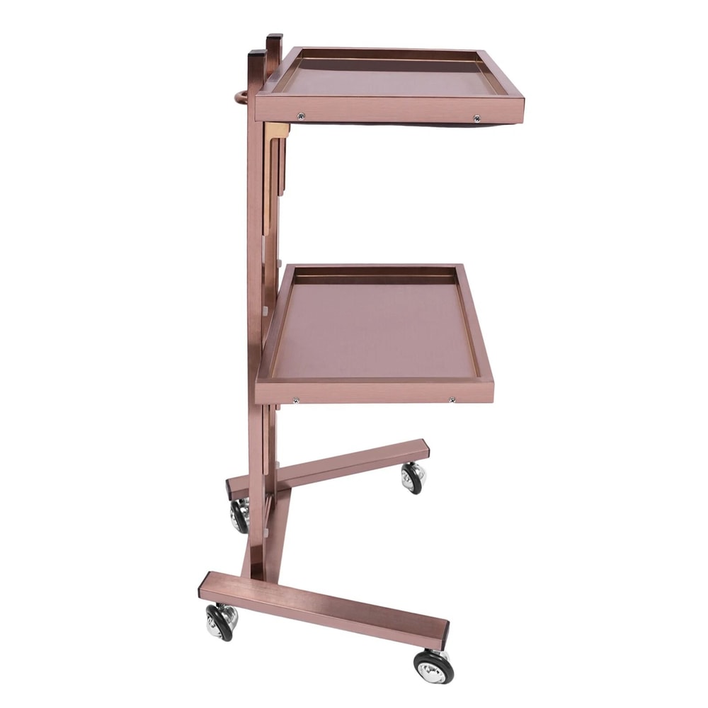 Rose Gold Salon Trolley Cart With Folding Rolling Tray For Barber Shop And Beauty Station 13