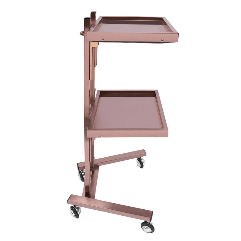 Rose Gold Salon Trolley Cart With Folding Rolling Tray For Barber Shop And Beauty Station 13